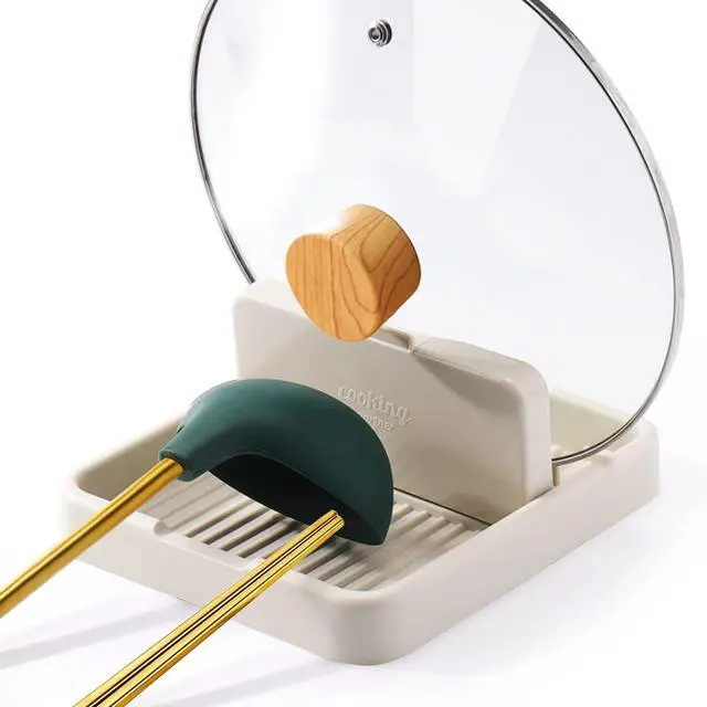 Main image of AIERSA Plastic Spoon Rest with Lid Holder for Stove Top, Heat Resistant Utensil Rest for Spatula & Ladle, Drip Tray for Countertop, Kitchen Cooking Accessories (1 Pack)