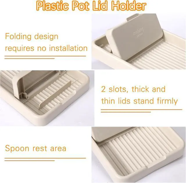 Alt view image 3 of 7 - AIERSA Plastic Spoon Rest with Lid Holder for Stove Top, Heat Resistant Utensil Rest for Spatula & Ladle, Drip Tray for Countertop, Kitchen Cooking Accessories (1 Pack)