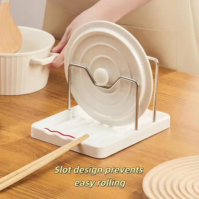 Alt view image 3 of 5 - Spoon Rest & Pot Lid Holder - 2-in-1 Kitchen Cooking Tool Rack for Counter & Stove Top - Lid Holder While Cooking, Multifunctional Organizer
