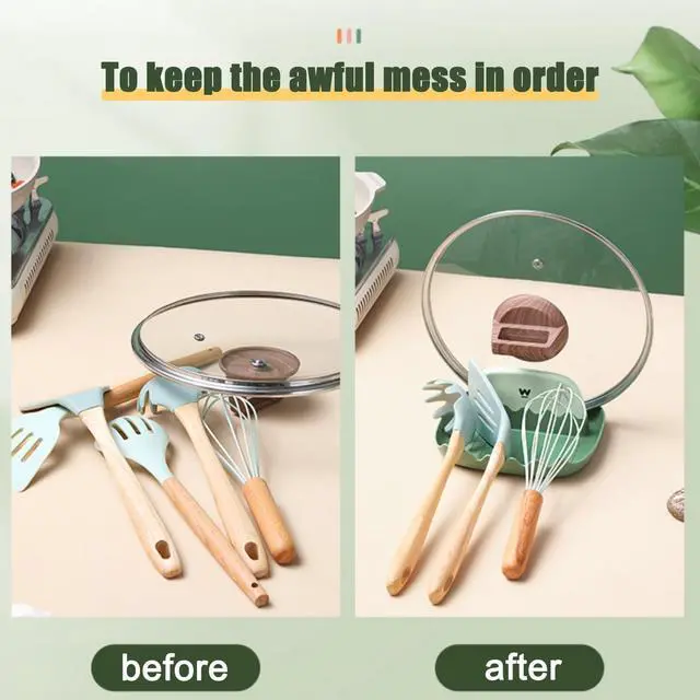 Alt view image 5 of 6 - 2-Pack Spoon Rest with Lid Holder for Kitchen Countertop (Pink&Green)