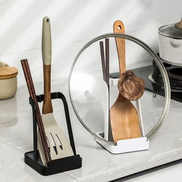 Alt view image 2 of 6 - Spoon Rest and Lid Holder for Stove Top Heat-Resistant Steel Organizer for Utensils, Lids, and Tongs Drip Tray for Kitchen Counter