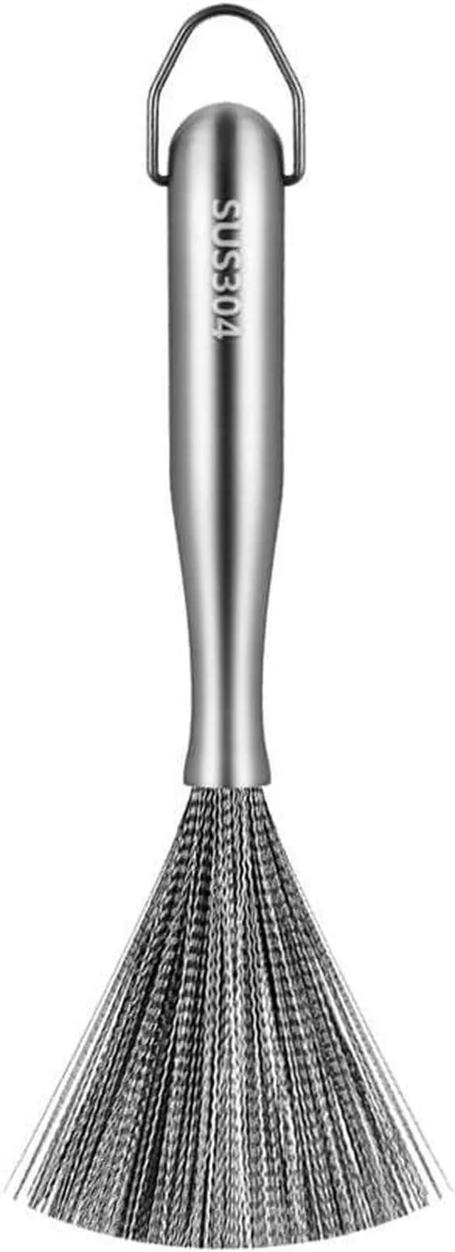 Main image of Stainless Steel Dish Brush with Handle, Metal Steel Wool Scrubber for Cast lron, Cookware, Pot, Pan, Grill1PCS