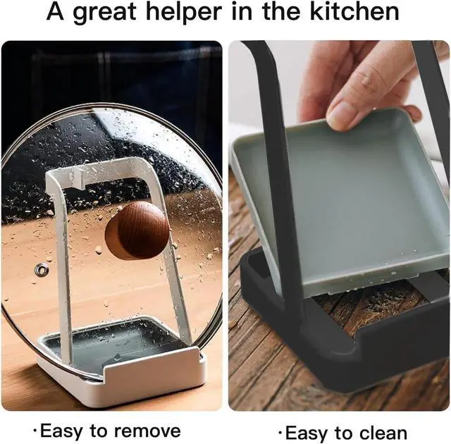 Alt view image 4 of 6 - Spoon Rest and Lid Holder for Stove Top Heat-Resistant Steel Organizer for Utensils, Lids, and Tongs Drip Tray for Kitchen Counter