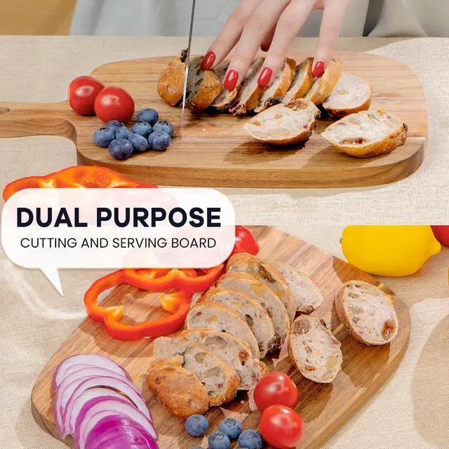Alt view image 3 of 7 - Kitchen Utensils Wooden Cutting Board and Durable Cutting Board with Handles for Meat, Cheese, Bread, Vegetables and Fruits Cutting Boards for Kitchen, Great Gift for Kitchen Chefs,Small,13 x 8