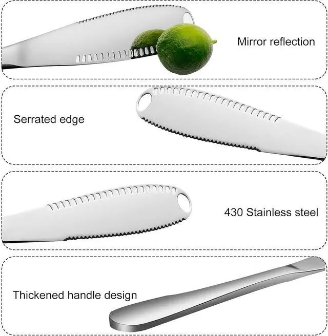 Alt view image 4 of 7 - 2-Pack Stainless Steel Butter Knives with Holes 3-in-1 Spreader