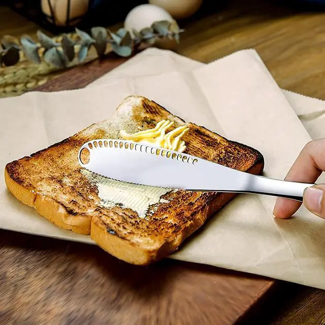 Alt view image 5 of 7 - 2-Pack Stainless Steel Butter Knives with Holes 3-in-1 Spreader