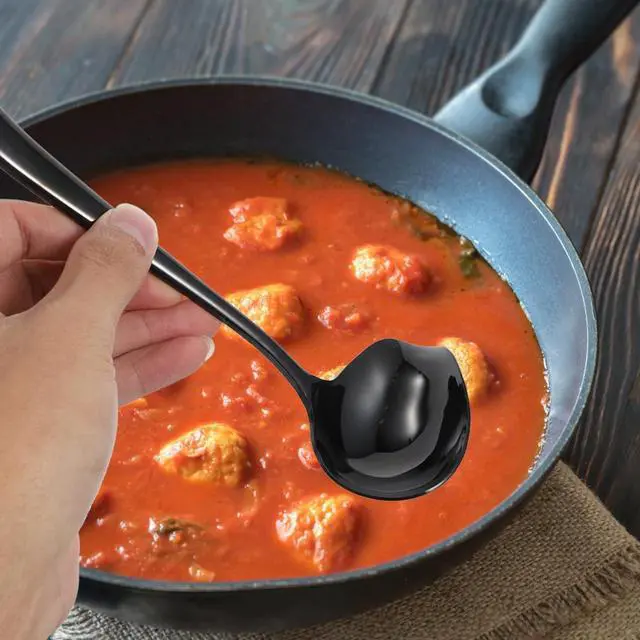 Alt view image 4 of 7 - OSALADI Duckbill Soup Spoon Stainless Steel Hot Pot Ladle with Long Handle Spill-Resistant Design for Gravies Dressings and Desserts 7.48In Kitchen Utensil