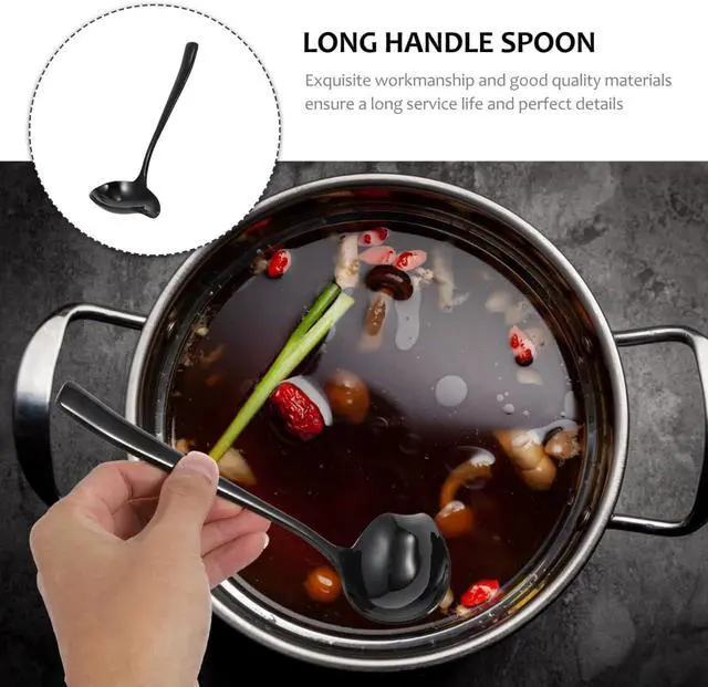 Alt view image 7 of 7 - OSALADI Duckbill Soup Spoon Stainless Steel Hot Pot Ladle with Long Handle Spill-Resistant Design for Gravies Dressings and Desserts 7.48In Kitchen Utensil