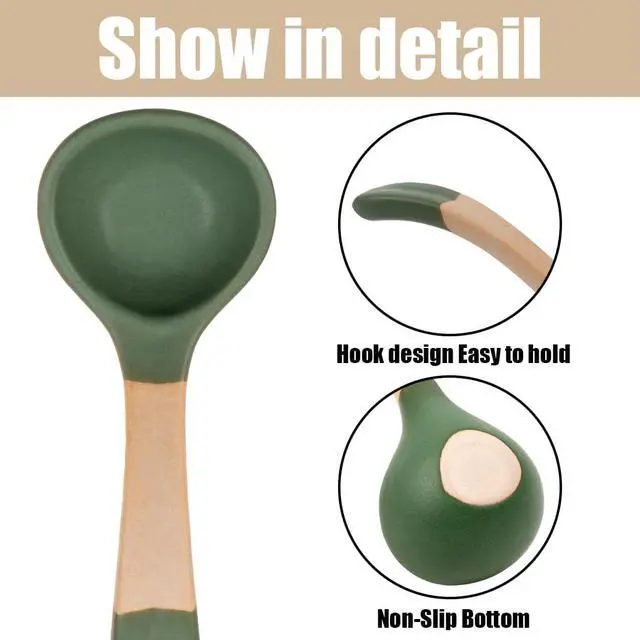 Alt view image 3 of 6 - 4 Pack Japanese Ceramic Soup Spoons With Non-Slip Hook