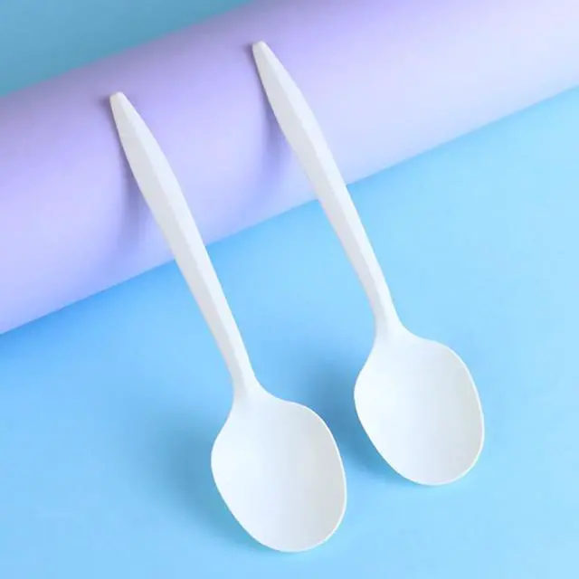 Alt view image 4 of 4 - 100 Pcs White Plastic Soup Spoons Heavy Duty Disposable Spoons Large Gumbo Spoons Diner Serving Spoons Plastic Catering Spoons Salad Spoons Cake Dessert Spoons Plasticware Cutlery for Parties Events