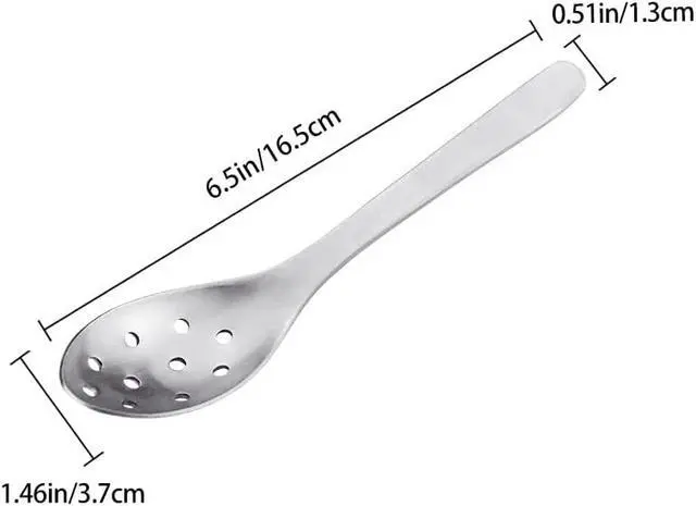 Alt view image 2 of 7 - AOOSY Small Slotted Spoons,Modern Stylish Thick Heavy-weight Short handle Stainless Steel 10 Holes Durable Caviar Spoon for Soup Cereals Dips Curry Sauces Stews, Set of 2