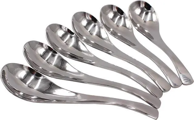 Main image of Set of 6-6.5 x1.8 Inches Functional Heavy-Weight Stainless Steel Soup Spoons Table Spoons with Modern Look Excellent Shape (6)