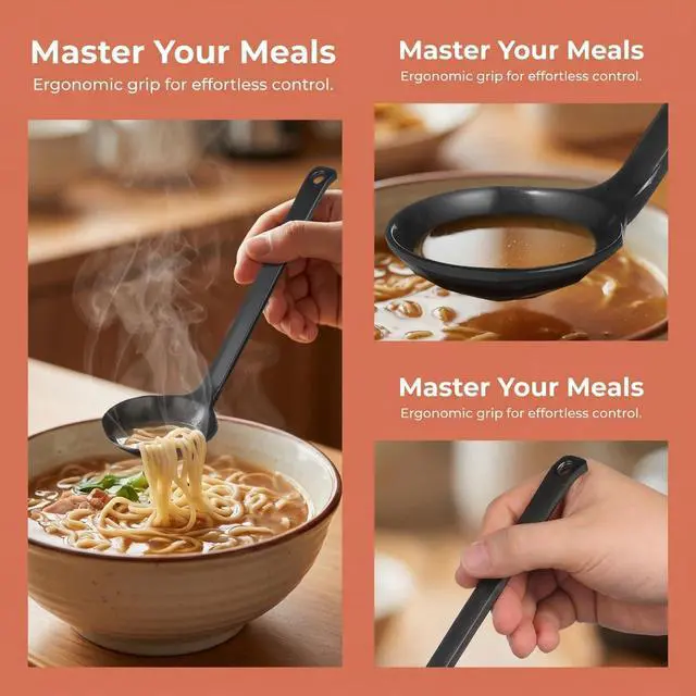 Alt view image 3 of 7 - 5Pcs Turtle Shell Ramen Soup Spoons Long Handle Japanese Style Hot Pot Soup Spoons Dishwasher Safe Kitchen Tableware