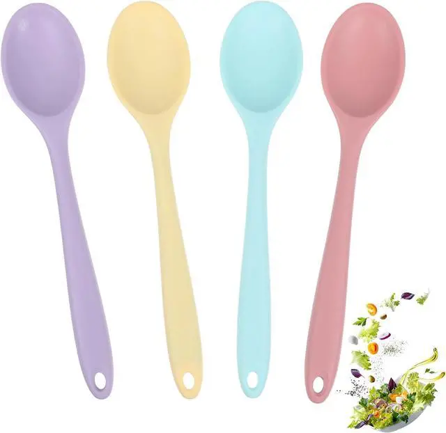 Main image of 4PCS Small Silicone Spoon,Heat Resistant Mini Silicone Spoon, 7.87'' Silicones Spoons Small, for Stirring, Baking & Mixing, Dishwasher Safe, 4 Colors