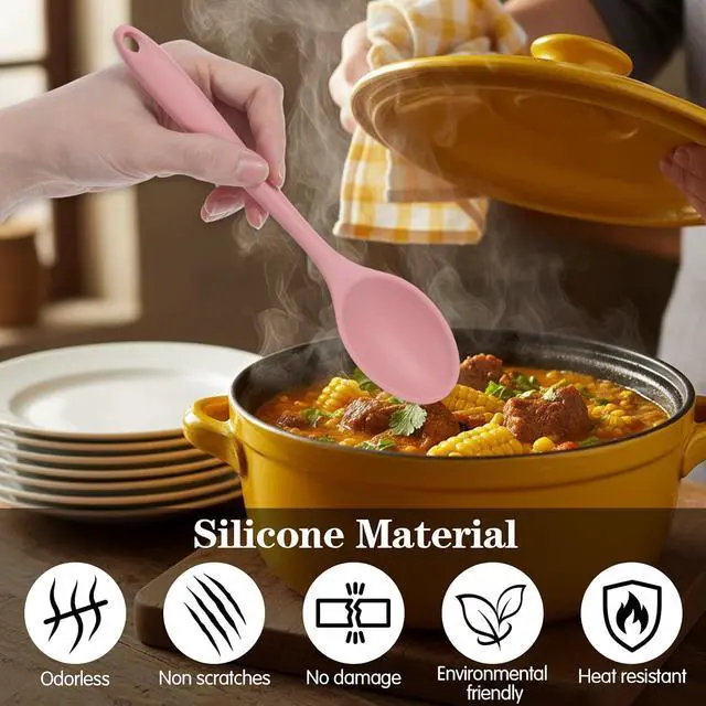 Alt view image 2 of 6 - 4PCS Small Silicone Spoon,Heat Resistant Mini Silicone Spoon, 7.87'' Silicones Spoons Small, for Stirring, Baking & Mixing, Dishwasher Safe, 4 Colors