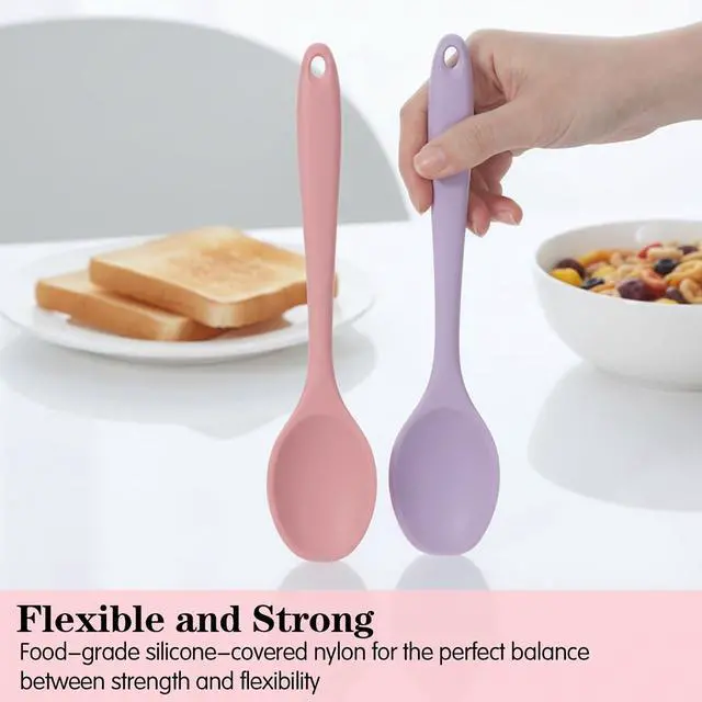 Alt view image 4 of 6 - 4PCS Small Silicone Spoon,Heat Resistant Mini Silicone Spoon, 7.87'' Silicones Spoons Small, for Stirring, Baking & Mixing, Dishwasher Safe, 4 Colors