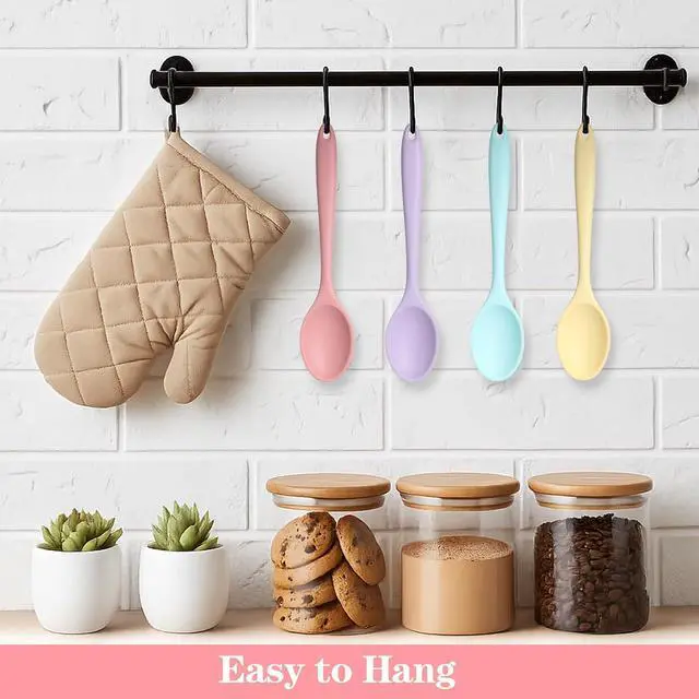 Alt view image 5 of 6 - 4PCS Small Silicone Spoon,Heat Resistant Mini Silicone Spoon, 7.87'' Silicones Spoons Small, for Stirring, Baking & Mixing, Dishwasher Safe, 4 Colors