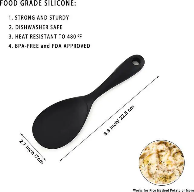 Alt view image 2 of 7 - Dioycli 2 Pcs Rice Spoon Paddle Non-Stick Serving Spoon for Cookers, Black