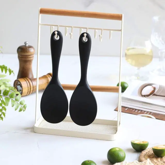 Alt view image 3 of 7 - Dioycli 2 Pcs Rice Spoon Paddle Non-Stick Serving Spoon for Cookers, Black