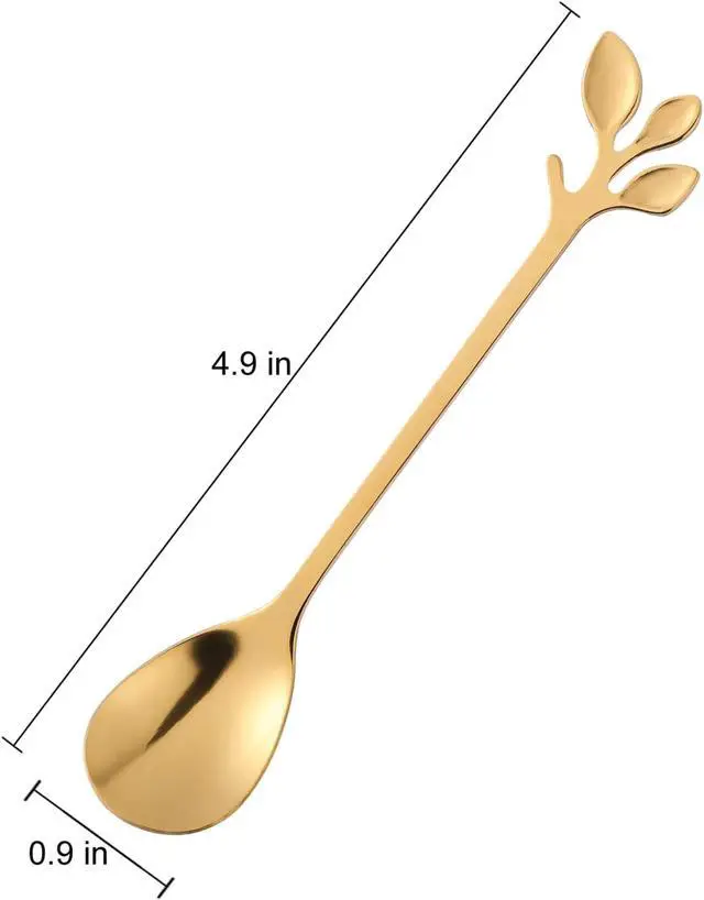 Alt view image 2 of 7 - dcieiosul Gold Plated Stainless Steel Mini Coffee Espresso Spoon, Tableware Flatware Dessert Teaspoons Small Soup Spoons Set of 8, 4.9 inch Specialty Demitasse Stirring Spoons (Gold spoons)