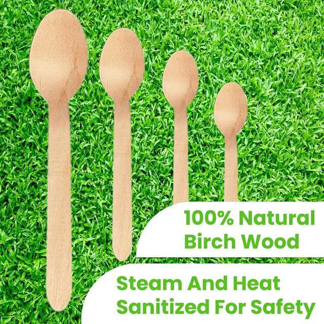 Alt view image 4 of 6 - Concession Essentials Disposable Wooden Cutlery Spoons, Compostable and Earth Friendly, 6.25 Inch Length - Pack of 100 Spoons