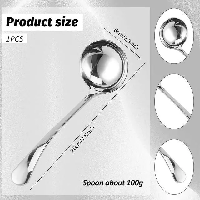 Alt view image 2 of 7 - 7.9 Inch Silver Small Gravy Soup Ladle Small Ladle Gravy Ladles 18/10 Stainless Steel Sauce Ladles for Spooning Sauces or Gravies
