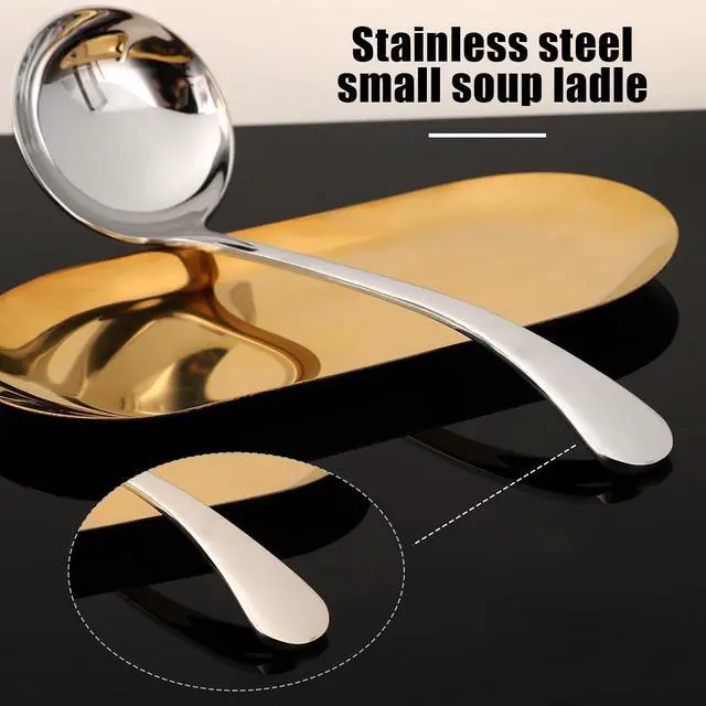 Alt view image 7 of 7 - 7.9 Inch Silver Small Gravy Soup Ladle Small Ladle Gravy Ladles 18/10 Stainless Steel Sauce Ladles for Spooning Sauces or Gravies