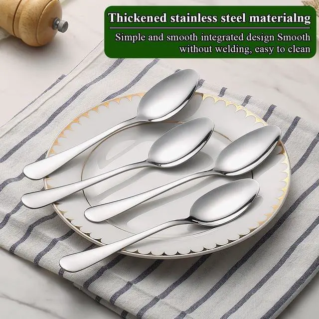 Alt view image 3 of 7 - Dinner Spoons Set 12pcs, 7.36" Soup Spoon Berglander Food Grade Stainless Steel Silverware Spoons, Metal Tablespoon for Home, Kitchen or Restaurant Mirror Polished, Dishwasher Safe