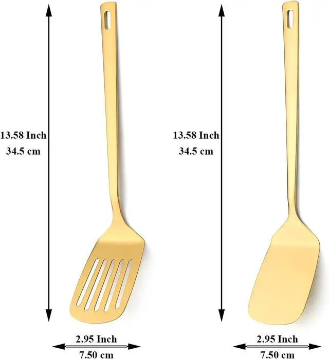 Alt view image 2 of 7 - Kyraton Stainless Steel Spatula Set, Heavy Duty Thickened Premium Metal Cooking Utensils, Dishwasher Safe Reusable Kitchen Spatulas for Home Restaurant Camping Party Wedding Banquet
