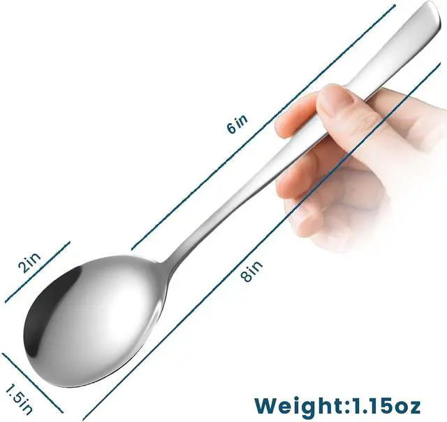 Alt view image 2 of 6 - HANSGO Soup Spoons, 8PCS Korean Spoon, 8.5 Inch Stainless Steel Tablespoon with Long Handles for Home Kitchen Restaurant, Flatware Set for Stirring Hot Cocoa and Cereal, Durable & Dishwasher Safe