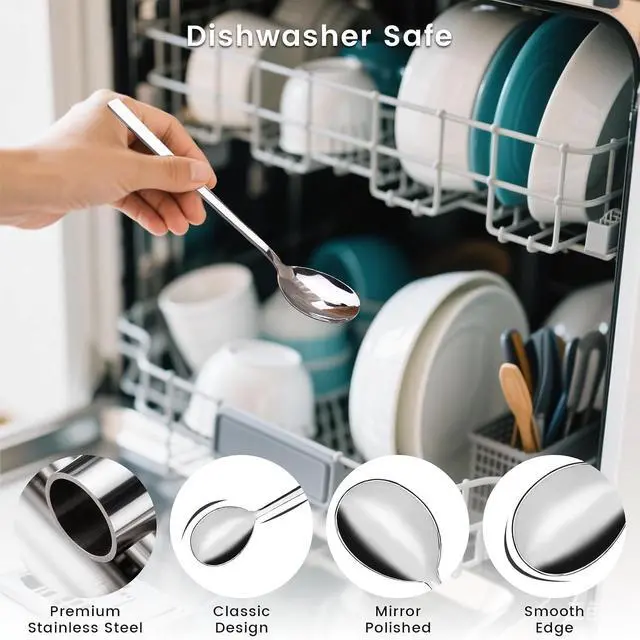Alt view image 3 of 6 - HANSGO Soup Spoons, 8PCS Korean Spoon, 8.5 Inch Stainless Steel Tablespoon with Long Handles for Home Kitchen Restaurant, Flatware Set for Stirring Hot Cocoa and Cereal, Durable & Dishwasher Safe