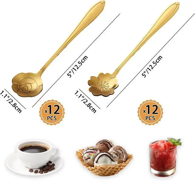 Alt view image 2 of 6 - 24PCS Gold Espresso Coffee Spoons, 5" Small Spoon for Tea Stirring, Soup