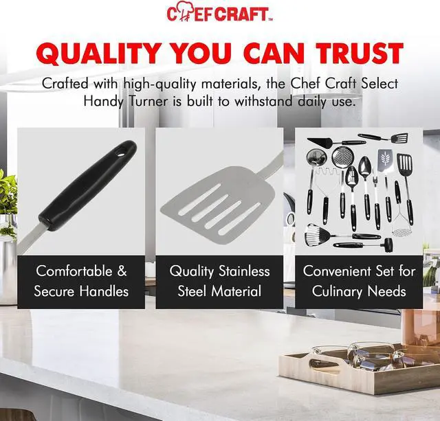 Alt view image 6 of 7 - Chef Craft Select Turner/Spatula, 10.5 inch, Stainless Steel