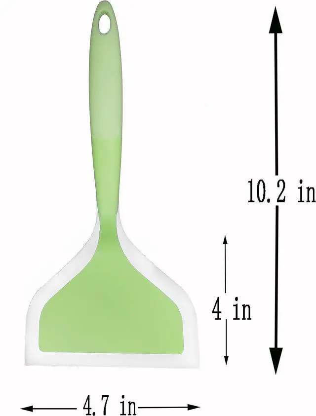 Alt view image 2 of 6 - Silicone Wrapped Plastic Fish Spatula Pancakes Shovel Non-Stick Heat-Resistant Wide Flat Turner For Egg Tamales Pizza (Green)