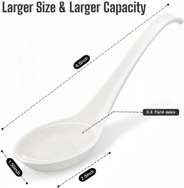 Alt view image 2 of 6 - 50 Pack Disposable Asian Soup Spoons with Hook Eco-Friendly Cornstarch Spoons for Ramen Pho Noodle Bowls, Heavy Duty Takeout Spoons, BPA-Free