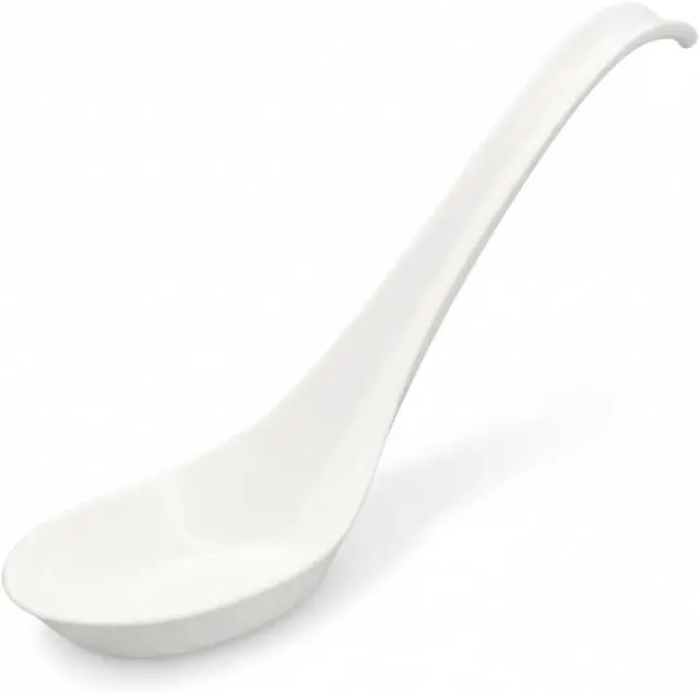 Main image of 50 Pack Disposable Asian Soup Spoons with Hook Eco-Friendly Cornstarch Spoons for Ramen Pho Noodle Bowls, Heavy Duty Takeout Spoons, BPA-Free