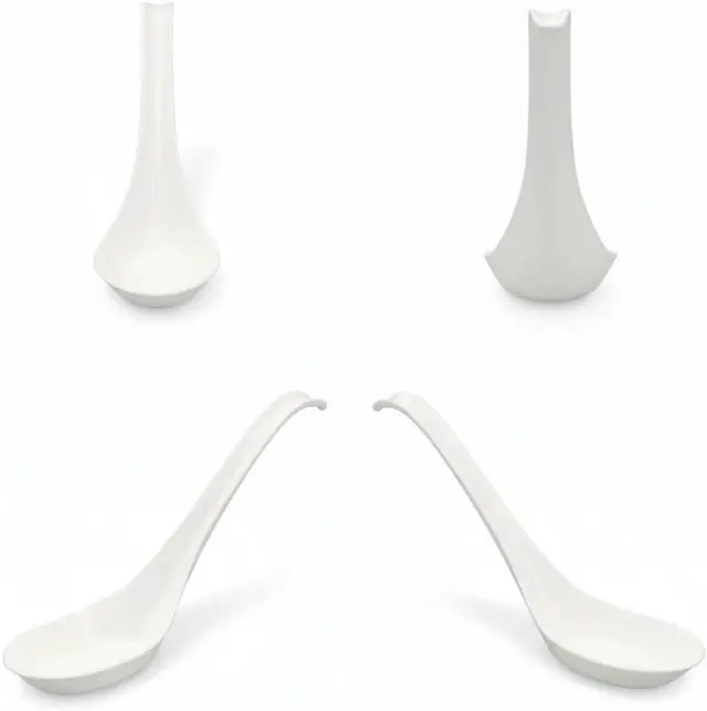 Alt view image 6 of 6 - 50 Pack Disposable Asian Soup Spoons with Hook Eco-Friendly Cornstarch Spoons for Ramen Pho Noodle Bowls, Heavy Duty Takeout Spoons, BPA-Free