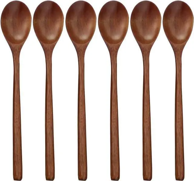 Main image of 9" Korean Wooden Spoons for Eating, ADLORYEA 6 Pieces Small Wood Spoons
