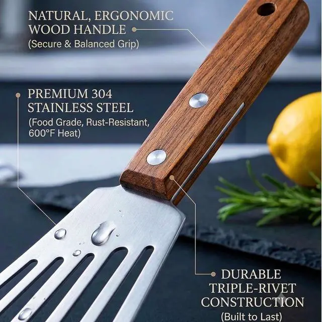 Alt view image 3 of 6 - Fish Spatula Stainless Steel, Metal Slotted Spatula for Non-Stick Cookware Fish Flexible Spatulas Turner for Kitchen Cooking Barbecue Egg Grill