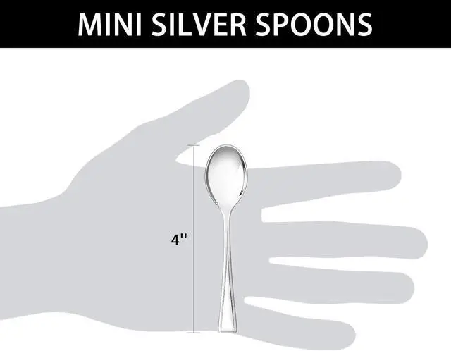 Alt view image 2 of 7 - 4 Inch Silver Mini Plastic Spoons, 100 Pack