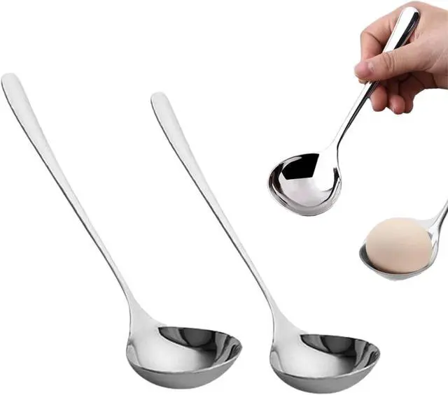 Main image of 2pcs Soup Serving Ladle Stainless Steel, Silver, 6.69inch+8.07inch