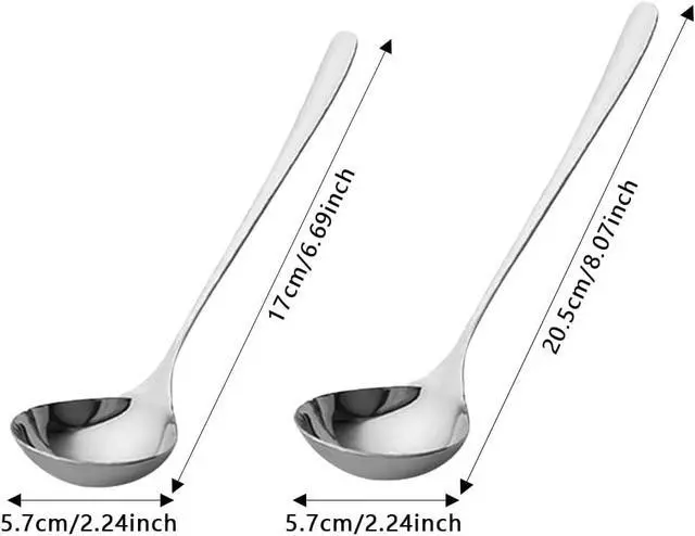 Alt view image 2 of 6 - 2pcs Soup Serving Ladle Stainless Steel, Silver, 6.69inch+8.07inch