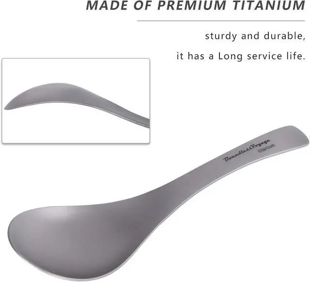 Alt view image 3 of 7 - Boundless Voyage Pure Titanium Spoon Camping Utensil with Deep Bowl Ti1067T