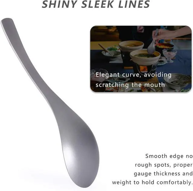 Alt view image 4 of 7 - Boundless Voyage Pure Titanium Spoon Camping Utensil with Deep Bowl Ti1067T