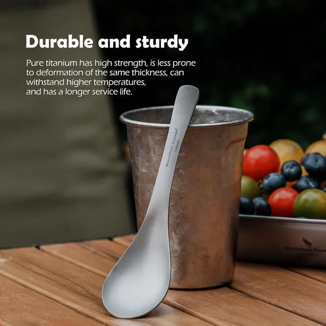 Alt view image 7 of 7 - Boundless Voyage Pure Titanium Spoon Camping Utensil with Deep Bowl Ti1067T