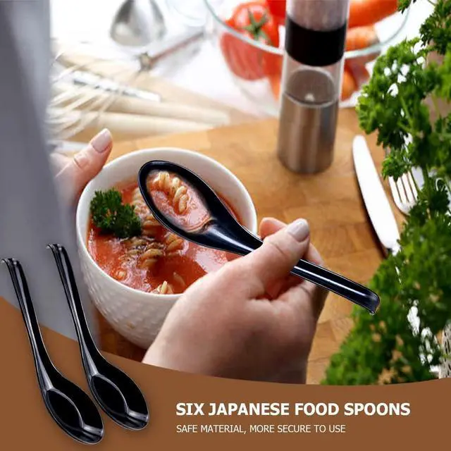 Alt view image 4 of 7 - Comicfs Asian Soup Spoons 8 pieces, 8HSP-B, Large Japanese Soup Spoons, Soba Rice Pho Ramen Noodle Soup Spoon, Chinese Won Ton Soup Spoon, Hook Style (8 Spoon, Black)