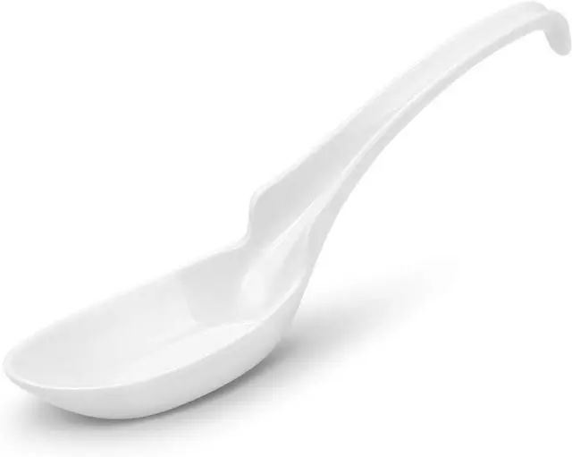 Main image of Hiware 12-piece Asian Soup Spoons, Rice Spoons, Chinese Won Ton Soup Spoon - Notch and Hook Style, White