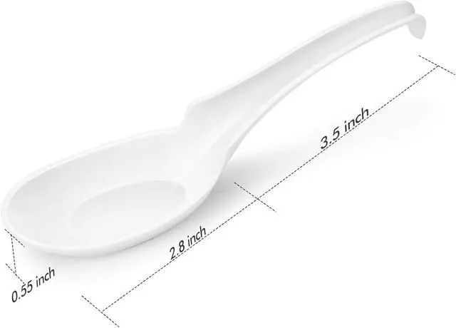 Alt view image 2 of 7 - Hiware 12-piece Asian Soup Spoons, Rice Spoons, Chinese Won Ton Soup Spoon - Notch and Hook Style, White