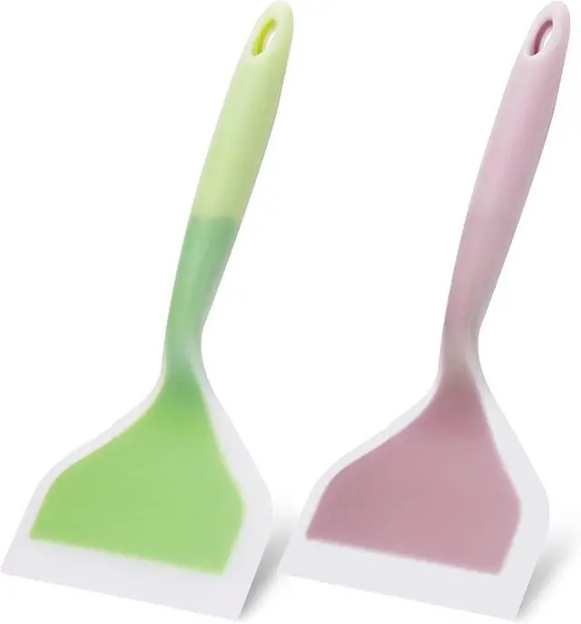 Main image of 2 Pack Silicone Pancakes Spatula,Wide Pancakes Spatula Turner for Eggs Fish Pizza and Steak Shovel Omelette Spatulas for Nonstick Cookware,Heat Resistant Kitchen Flipper Spatulas for Cooking (GP)