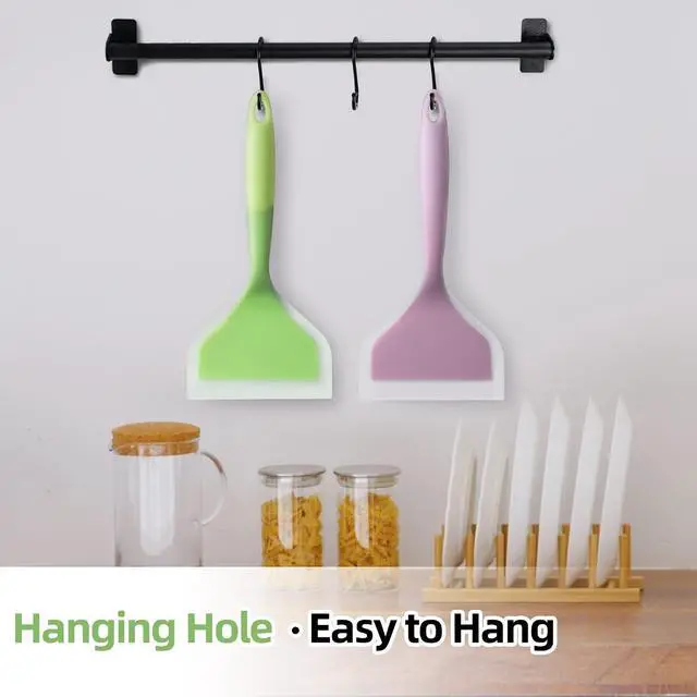 Alt view image 7 of 7 - 2 Pack Silicone Pancakes Spatula,Wide Pancakes Spatula Turner for Eggs Fish Pizza and Steak Shovel Omelette Spatulas for Nonstick Cookware,Heat Resistant Kitchen Flipper Spatulas for Cooking (GP)